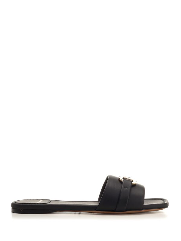 Ferragamo Black Leather Slippers