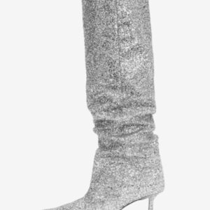 Glitter Party Knee Boots Pointed Toe Slouch Knee High Boots