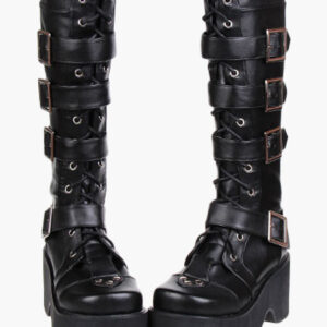 Gothic Black Lolita Boots Platform Shoes Buckles Shoelaces