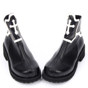 Gothic Lolita Shoes Black Platform Chunky Heel Cross Lolita Boots