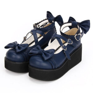 Gothic Lolita Shoes Cross Bows Platform Lolita Shoes Ankle Strap Lolita Platform Heels Shoes