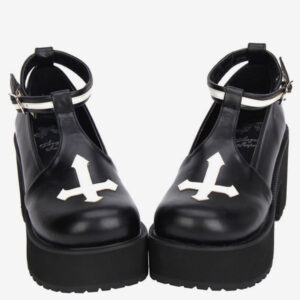 Gothic Lolita Shoes Cross Platform Pumps Ankle Strap Gothic Lolita Shoes With Chunky Heel Pumps