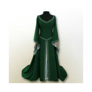 (Green, 2XL) Medieval Renaissance Womens Vintage Gown Dress Halloween Party Costume Cosplay