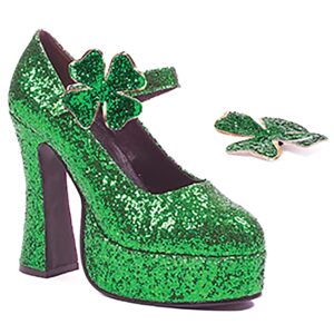 Green Glitter Mary Jane Platform Shoes