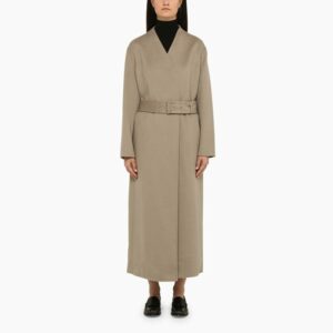 Grey wool coat with belt