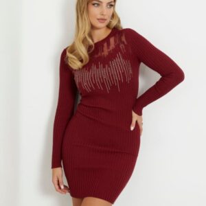 Guess Rhinestones Mini Sweater Dress