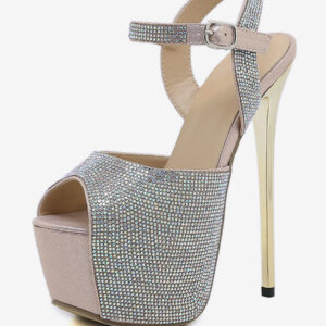 High Heel Sexy Sandals Glitter Platform Peep Toe Rhinestones Sky High 6.3 Sexy Shoes