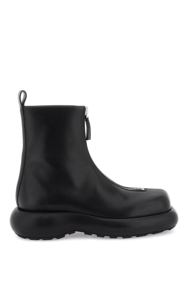 Jil Sander Combat Boots In Black Leather