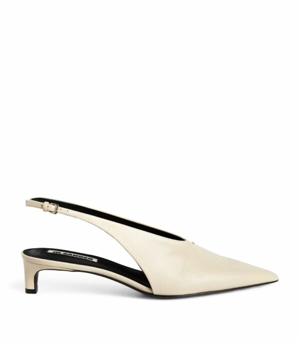 Jil Sander Leather Kitten-Heel Slingbacks 35