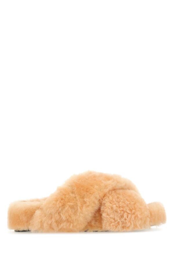 Jil Sander Pastel Orange Shearling Slippers