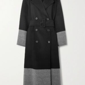 Joseph - Merton Belted Double-breasted Two-tone Wool Coat - Black