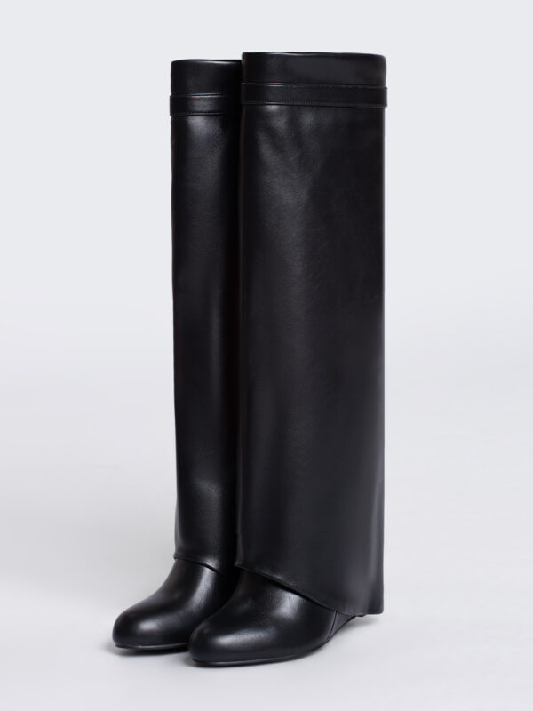 Knee High Boots Women's PU Leather Wedge Heel Knee-High Boots