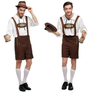 (L) Men Oktoberfest Cosplay Costume German Bavarian Lederhosen Beer Holiday Party Fancy Dress