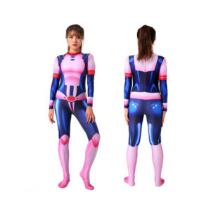 (L) My Hero Academia Uraraka Ochako One Piece Tight Bodysuit Jumpsuit Costume Cosplay Halloween Party Fancy Dress