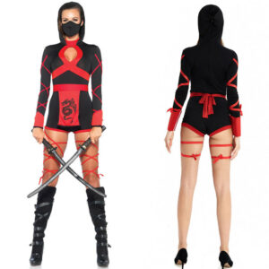 (L) Women Ninja Jumpsuit Cosplay Outfit Bodysuit Halloween Party Costume Fancy Dress