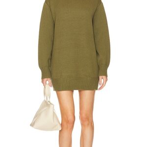 L'Academie Manal Sweater Dress in Army. Size L, M, XL, XS, XXS.