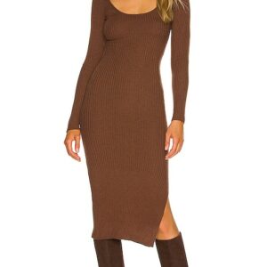 L'Academie Nessa Sweater Dress in Chocolate. Size M, S, XS.