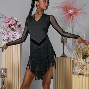 Latin Dance Dresses Black Women's Polyester Dress Backless Sexy Fringe Latin Dancer Dancing Costume