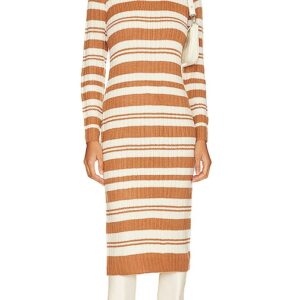 Line & Dot Duo Striped Sweater Dress in Beige. Size M, XS.