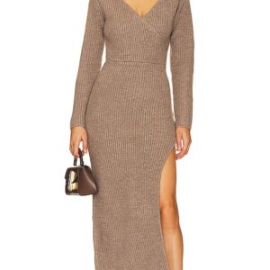 Line & Dot Rendezvous Sweater Dress in Brown. Size L, M, XS.