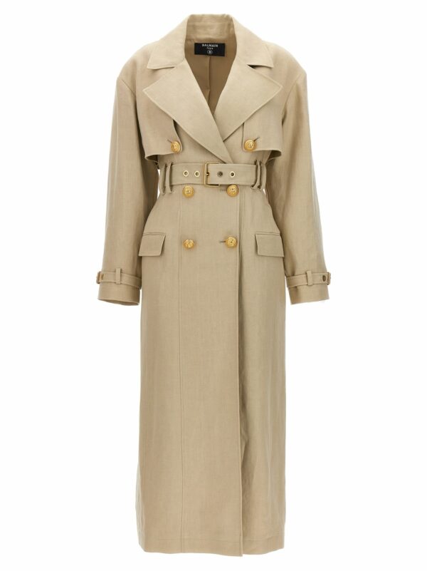 Balmain Hemp Linen Trench Coat