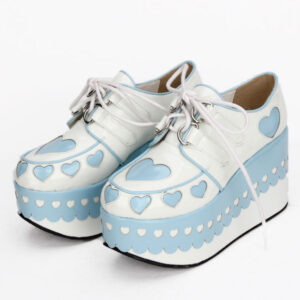 Lolita Platform Shoes Hearts High Platform Lolita Deck Shoes With Laciness