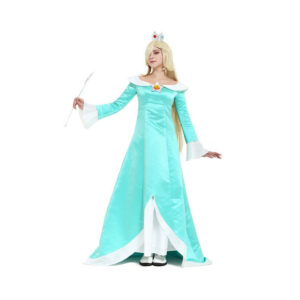 (M) Mario Super Princess Rosalina Cosplay Costume Blue Dress Halloween Party Props