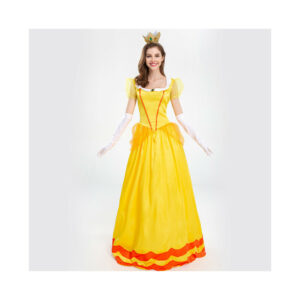 (M) Princess Super Mario Daisy Cosplay Costume Yellow Dress Halloween Props Party