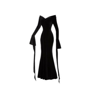 (M) Wednesday Addams Morticia Dress Onepiece Cosplay Costumes Adults Party Halloween