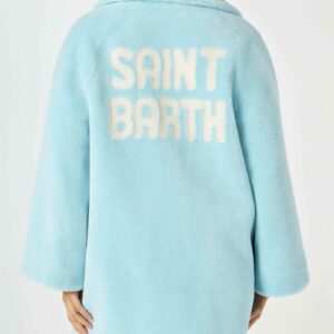 MC2 Saint Barth Woman Coat Light Blue Teddy Fabric