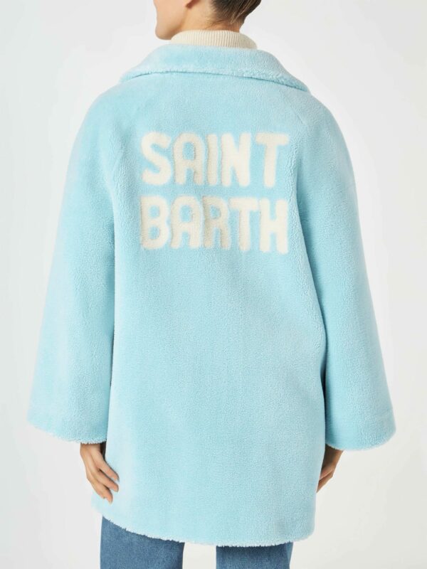 MC2 Saint Barth Woman Coat Light Blue Teddy Fabric