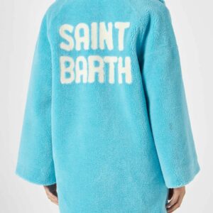 MC2 Saint Barth Woman Coat Turquoise Teddy Fabric