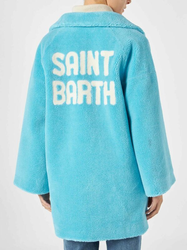 MC2 Saint Barth Woman Coat Turquoise Teddy Fabric