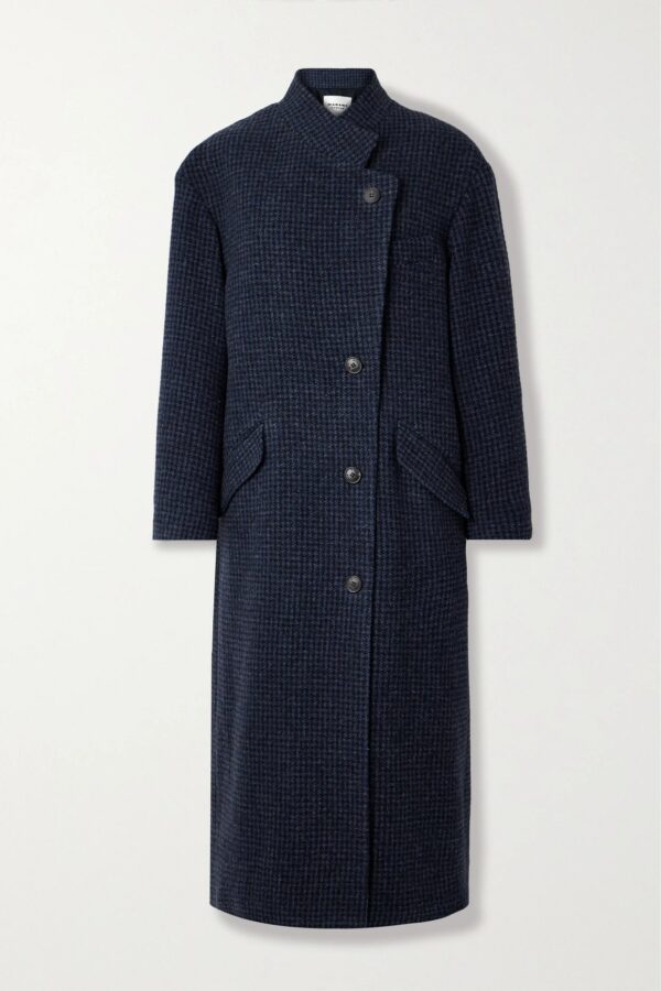 Marant Étoile - Sabine Houndstooth Wool Coat - Navy