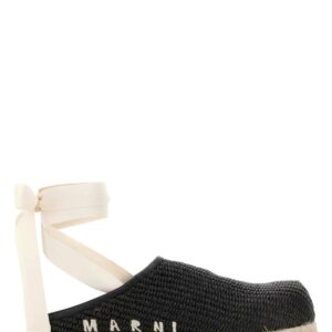 Marni Black Raffia Slippers