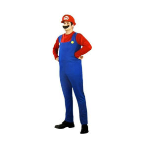 ((Men) Red Mario, L) Adults Men Super Mario Bros Luigi Fancy Dress Outfit Sets Party Cosplay Costume