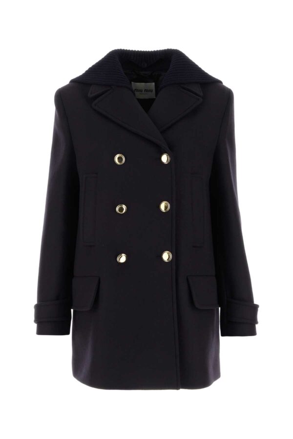 Miu Miu Navy Blue Wool Coat