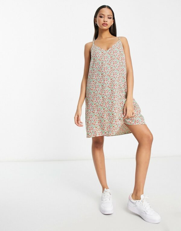 Monki cami mini beach sundress in ditsy vintage floral-Multi