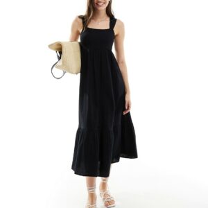 New Look tiered midi sundress in black