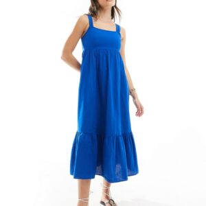 New Look tiered midi sundress in bright blue