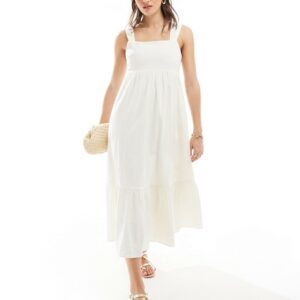 New Look tiered midi sundress in white