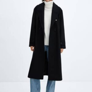 Oversize wool coat black - Woman - XL - MANGO