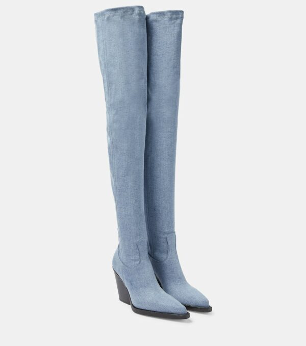 Paris Texas Denim over-the-knee cowboy boots