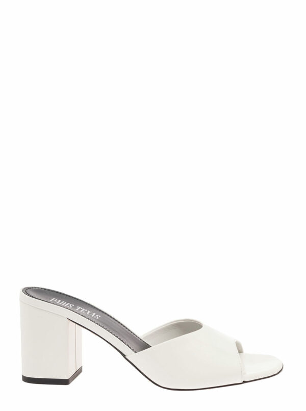 Paris Texas anja White Mules With Block Heel In Patent Leather Woman