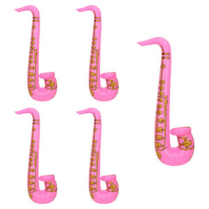 (Pink, 5pcs) Inflatable Saxophone Musical Instruments Microphone Favours Bag Fillers Balloons for Hen Night Stag Dress Up Party