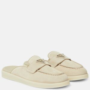 Prada Saint Tropez Logo suede slippers