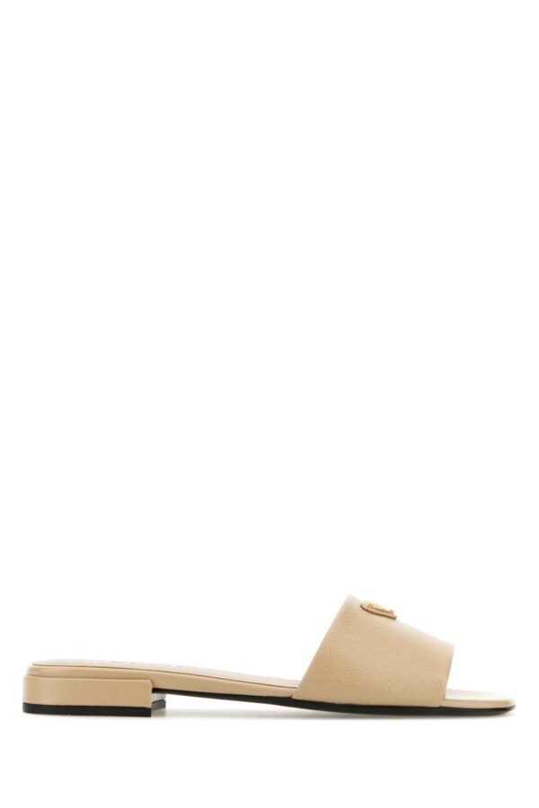 Prada Sand Leather Slippers