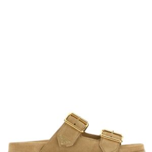 Prada Sand Suede Slippers