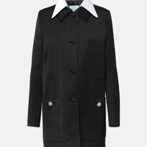 Prada Satin-trimmed virgin wool coat