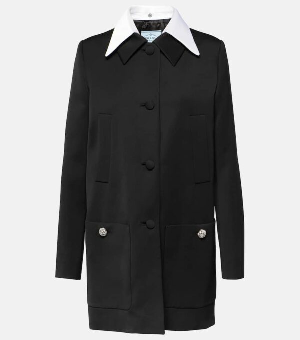 Prada Satin-trimmed virgin wool coat